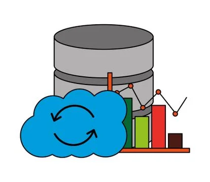 Cloud computing with data server and graphical statistics Stock Illustration