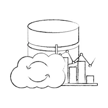 Cloud computing with data server and graphical statistics 스톡 일러스트