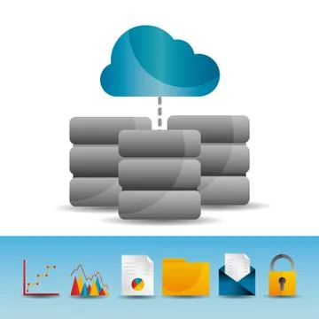 Cloud computing data server base technology icons Illustrazione stock