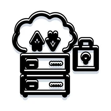 Cloud computing data server security and storage icon Stockillustratie