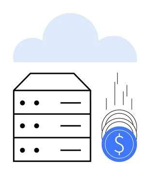 Cloud Computing with Data Servers and Financial Savings in Technology Solutions 스톡 일러스트
