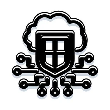 Cloud computing data shield protecting network security Stock Illustration