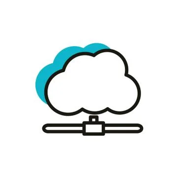 Cloud computing data social media icon line and fill イラスト素材