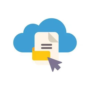 Cloud computing data storage accessing document file folder cursor clicking Stock Illustration