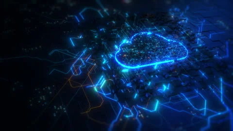 Cloud computing data storage and transfer of digital data, Global network Stock Footage 240264556