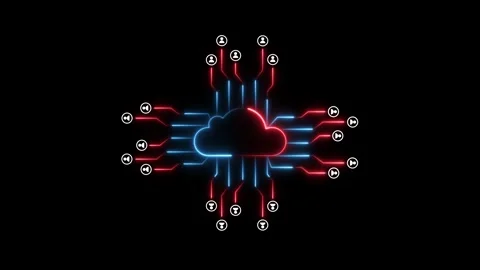Cloud Computing for data storage and transfer for safety animation Stock Footage 321118044