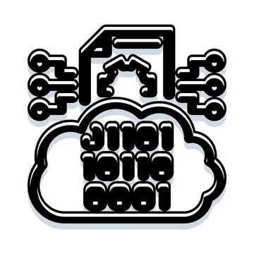 Cloud computing data storage and digital information processing Stockillustratie