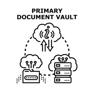 Cloud computing data storage and document vault concept 库存插图