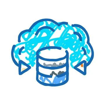 Cloud computing data storage and server networking doodle Stock Illustration