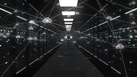 Cloud computing data storage concept, Server cabinets for storage Stock Footage 247941869