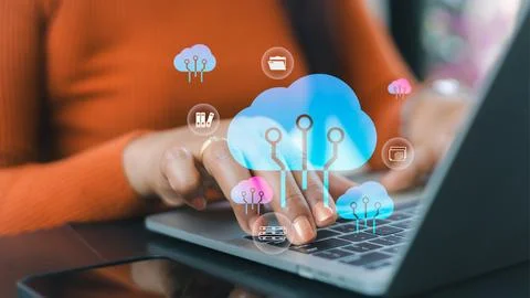 Cloud computing data storage concept.Digital transformation for small busin.. Fotos Stock