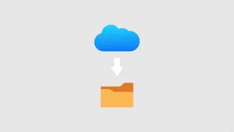 Cloud computing data storage to folder loop animation on transparent backgro Видео 335471944