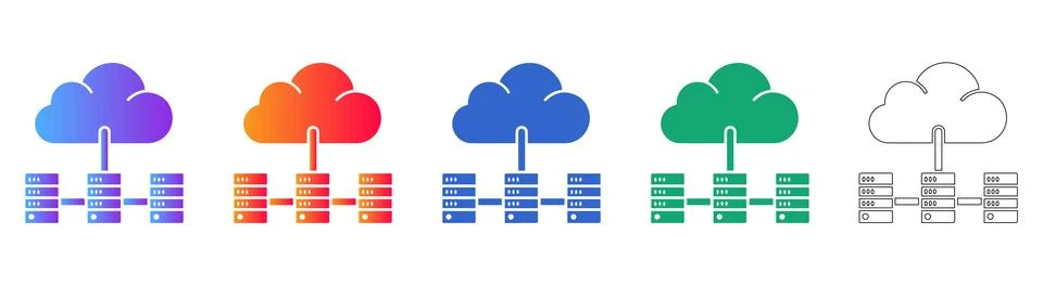 Cloud Computing &amp; Data Storage Illustration Set: Server Rack Graphics Illustrazione stock