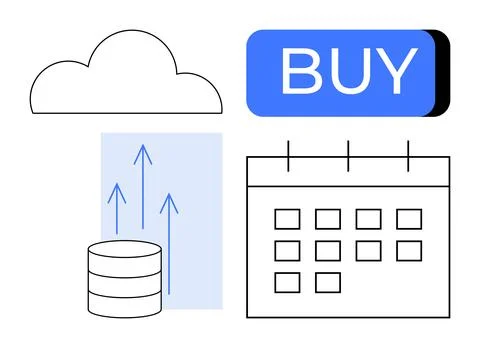 Cloud Computing, Data Storage, Online Purchase, and Calendar Planning for M.. Stock Illustration