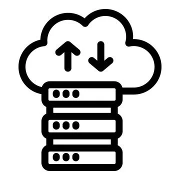 Cloud computing data storage server upload download icon Illustrazione stock