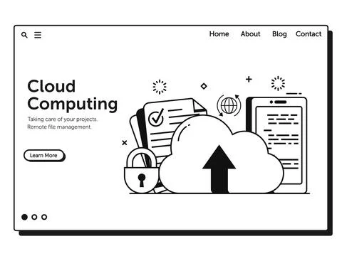 Cloud Computing Data Storage Services Web Banner Stock Illustration