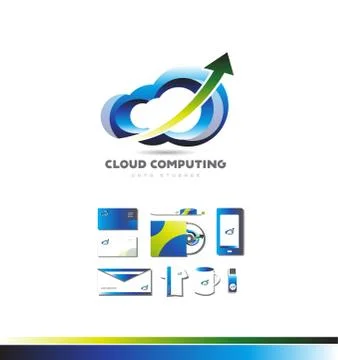 Cloud computing data storage technology logo Illustrazione stock