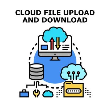 Cloud computing data storage transfer and security concept Illustrazione stock