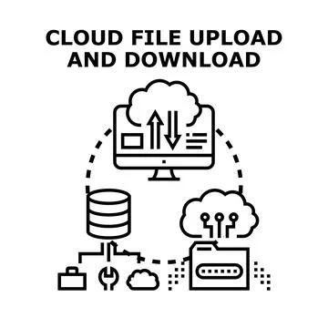 Cloud computing data storage transfer and security concept Stock Illustration