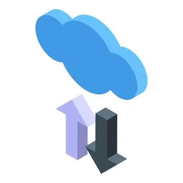 Cloud computing data storage transferring downloading uploading isometric ico イラスト素材