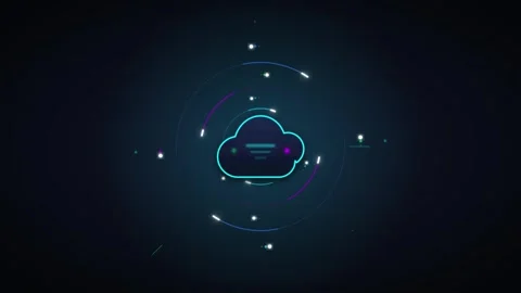 Cloud computing data sync animation with glowing digital interface and netw.. Stock Footage 337565288