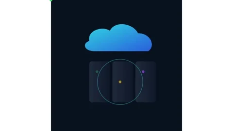 Cloud computing data sync animation: abstract server network connection and Stock Footage 338188953