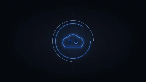 Cloud computing data sync animation: digital upload and download interface hu 動画素材 344857754