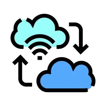 Cloud computing data synchronization and wireless network icon イラスト素材