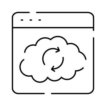 Cloud computing data synchronization browser window icon Stock Illustration