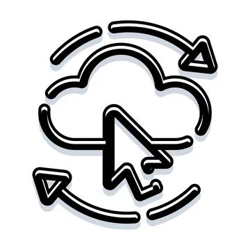 Cloud computing data synchronization with cursor interaction Illustrazione stock