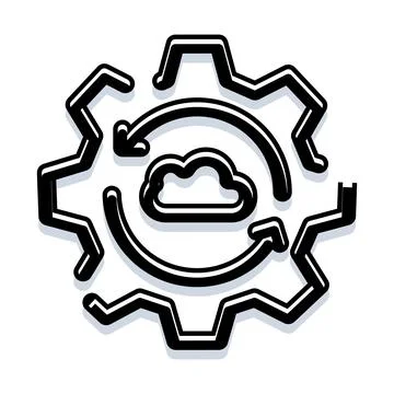 Cloud computing data synchronization settings gear icon イラスト素材
