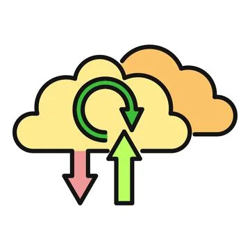Cloud computing data synchronization uploading downloading refresh icon 스톡 일러스트