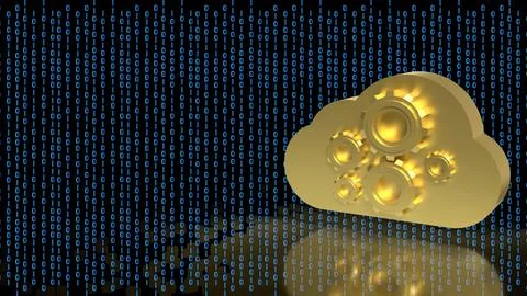 Cloud Computing Data Technology with Gear System Concept 3d render. Stock Illustration