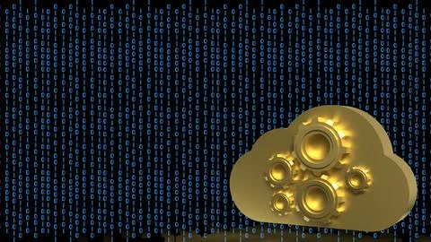 Cloud Computing Data Technology with Gear System Concept 3d render. Stock Illustration