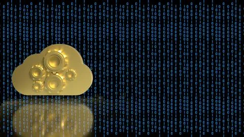 Cloud Computing Data Technology with Gear System Concept 3d render. Stock Illustration