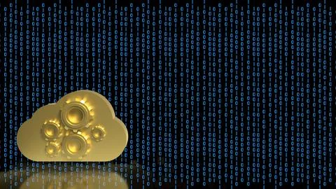 Cloud Computing Data Technology with Gear System Concept 3d render. Stockillustratie