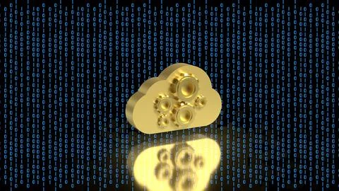 Cloud Computing Data Technology with Gear System Concept 3d render. Stock Illustration