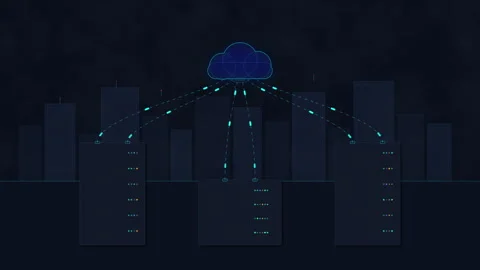 Cloud computing data transfer and network connection digital animation Stock Footage 347199070