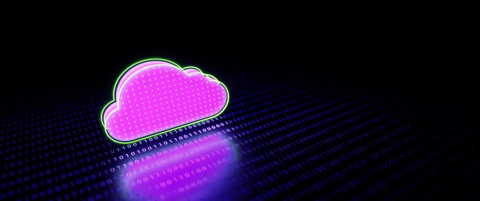 Cloud computing. The data transfer and storage concept. 3d illustration. Stock Illustration