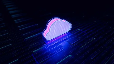 Cloud computing. The data transfer and storage concept. 3d illustration. Stock Illustration