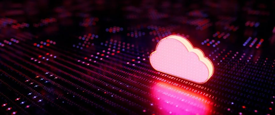 Cloud computing. The data transfer and storage concept. 3d illustration. Stock Illustration