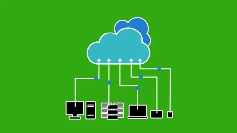 Cloud computing data transfer animation on green screen Stock Footage 339828859