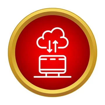 Cloud computing data transfer between server and computer icon 库存插图