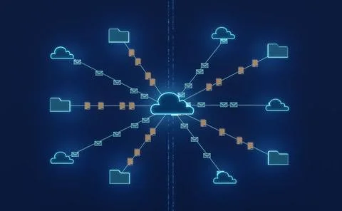  Cloud computing, data transfer, bit and byte, big data, digital asset man... Foto stock