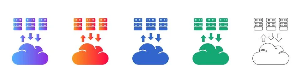 Cloud Computing Data Transfer Icon Set Illustrazione stock