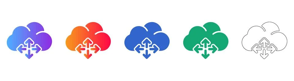 Cloud Computing Data Transfer Icons with Arrows Stockillustratie