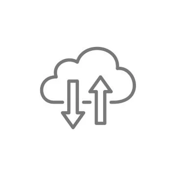 Cloud computing, data transfer line icon. Stock Illustration