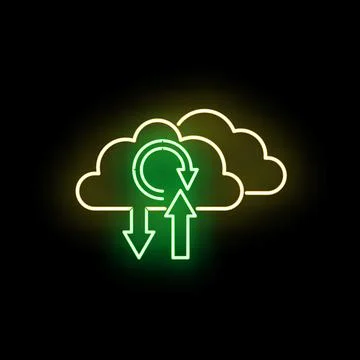 Cloud computing data transfer neon light icon 库存插图