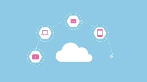 Cloud computing data transfer networking concept. Stock Footage 234490986