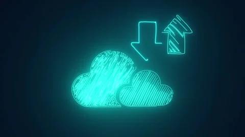 Cloud computing data transfer with upload and download symbols animation Stock Footage 240861617